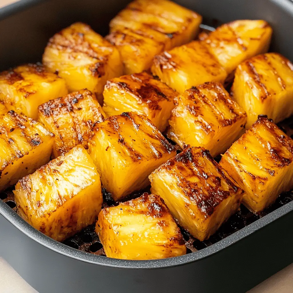 Transform your summer days with this quick and easy Air Fryer Grilled Pineapple! This recipe highlights juicy, sweet pineapple slices that caramelize beautifully in the air fryer, creating a delightful treat that’s perfect as a side dish or dessert. Save it for your next backyard BBQ or family gathering and enjoy a tropical twist without all the fuss!