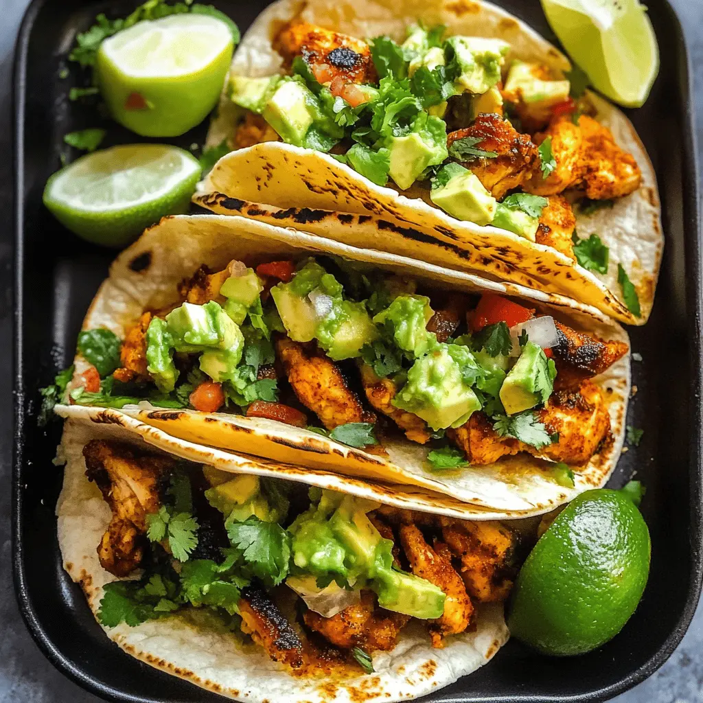 These Crispy Poblano Chicken Tacos topped with a zesty avocado-jalapeño salsa are a must-try for taco lovers! With tender chicken and the perfect crunch from roasted poblanos, each bite is packed with flavor. Save this recipe for your next taco night or casual gathering – they'll impress everyone at the table!