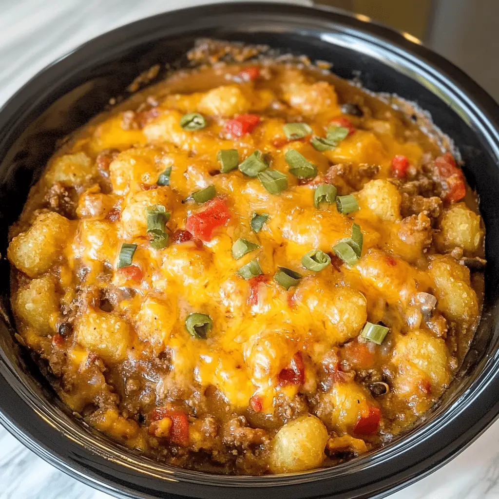 Get ready for a crowd-pleasing meal! This Crockpot Tex Mex Tater Tot Casserole is packed with bold flavors, featuring zesty beef, creamy cheese, and crispy tater tots. Perfect for family dinners or game day gatherings, it's an effortless dish that everyone will love. Save this recipe to make it for your next special occasion!