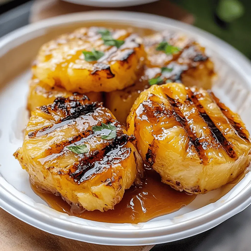 Brighten up your BBQ with this easy grilled pineapple recipe! The natural sweetness of juicy pineapple meets the rich flavor of caramelized brown sugar, creating a mouthwatering treat that's perfect for summer gatherings or as a delightful dessert. Save this pin to try this quick and delicious recipe that everyone will love!