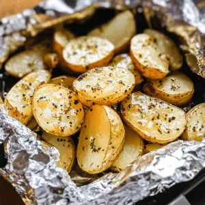These Garlic Herb Grilled Potatoes in Foil are the perfect side dish for any cookout! Packed with fresh herbs and a delicious garlic flavor, they are easy to prepare and clean up. Just wrap them up, toss them on the grill, and let the mouthwatering aroma fill the air. Save this pin for your next barbecue or picnic, and impress your guests with this simple yet tasty recipe!