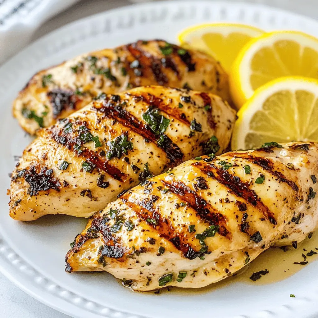 Get ready to enjoy tender and juicy grilled chicken breasts infused with zesty lemon and garlic! This easy recipe is perfect for weeknight dinners or weekend barbecues. With minimal ingredients, you'll capture bright flavors that everyone will love. Save this delicious chicken for your next meal idea and impress your family and friends!