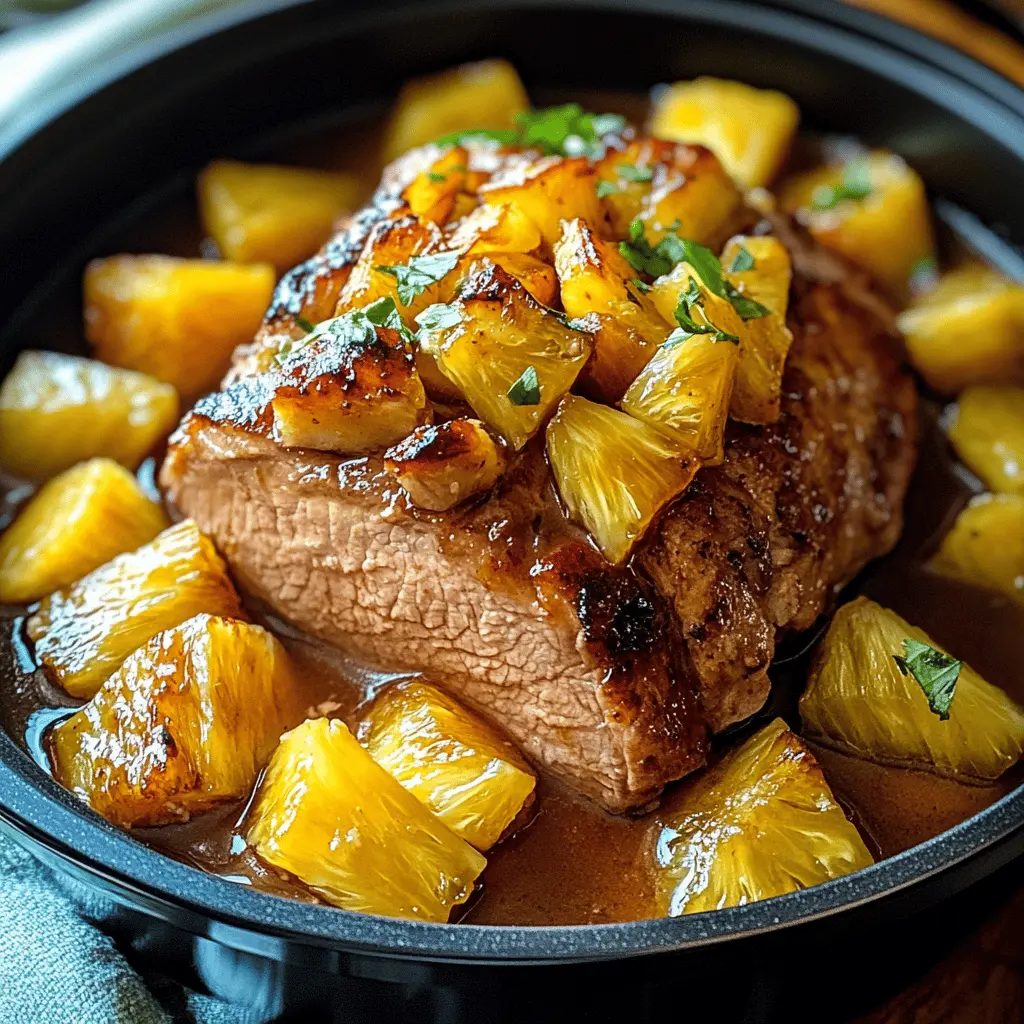Enjoy a delicious meal with this Slow Cooker Pineapple Pork Loin recipe! Juicy pork loin is slow-cooked with sweet pineapple and savory spices for a perfect balance of flavors. Great for weeknight dinners or special occasions! Save this easy recipe to impress your family and friends with a mouthwatering dish.